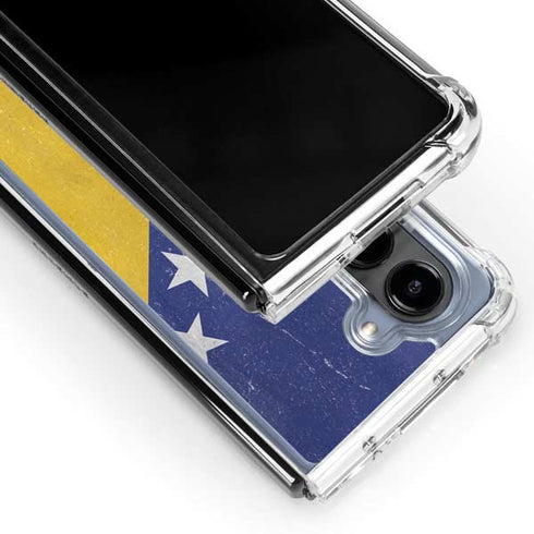 Bosnia and Herzegovina Flag Distressed Galaxy Z Fold5 5G Clear Case